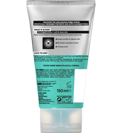 Men Face Scrub Unclogging Pores Energetic Packshot Back